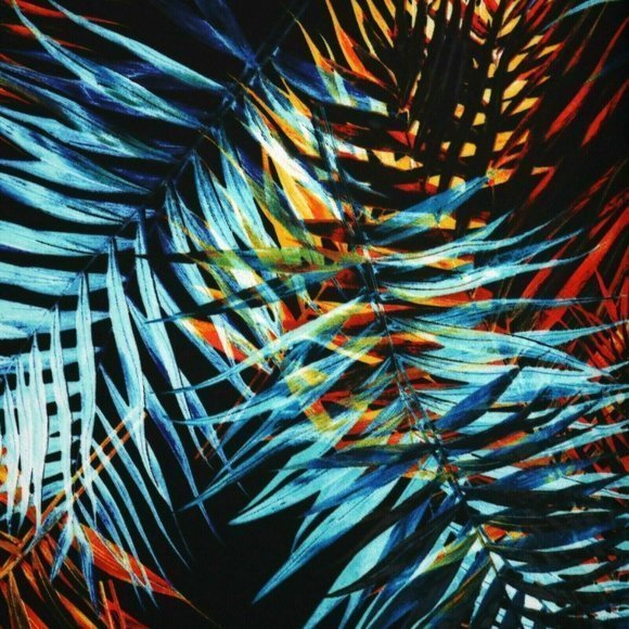 Worthington Cold Shoulder Dress Black Blue Orange Red Hawaiian Palm Floral 8 - Picture 12 of 12